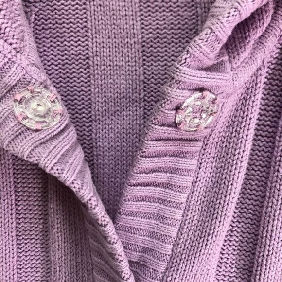 Cherokee purple knitted snap down sweater cardigan long sleeve hooded large READ - Picture 6 of 6